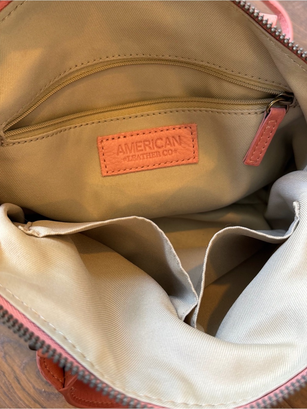 American Leather Co. Coral Pink Leather Shoulder Bag with Crossbody Strap - Picture 5 of 11